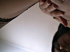 Girl with glasses loves playing with her snatch