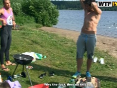 茶髪の, 大学生, グループ, 下着, ストッキング