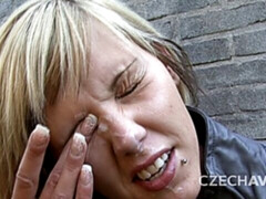 Geweldig, Blond, Pijpbeurt, Buiten, Gezichtspunt, Geschoren, Tiener