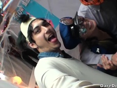 Blondine, Braunhaarige, Hochschule, Paar, Spermaladung, Party, Zierlich, Uniform