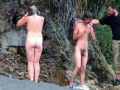 Leie, Braunhaarige, Hd, Öffentlich, Flotter dreier