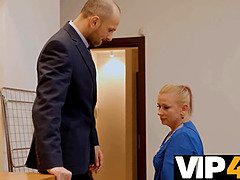 Boss is dissatisfied with work so he penetrates mature maid