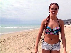 Plage, Bikini, Éjaculer dans la bouche, Public, Chatte