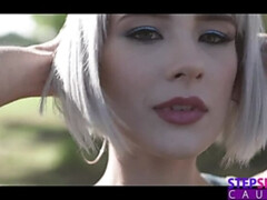 Blondine, Blasen, Frau, Hd, Im freien, Zierlich, Kurzes haar, Titten