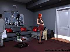 3d, デカチン, デカパイ, フェラチオ, イく瞬間, ダブル開発, 彼女, 三人