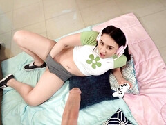 Dormitorio, Morena, Divertido, Manoseada, Montar, Afeitado, Adolescente, Tetas