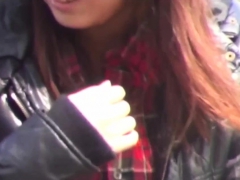 Asian slut rubs her pussy