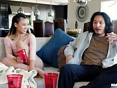 お尻, デカチン, フェラチオ, 茶髪の, バック, 自然山雀, ガリガリ, ティーン