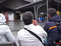 Blonde, Gode, Domination, Hard, Talons, Nue  à poil, De plein air, Public