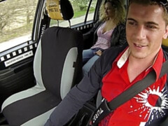 Fully naked passenger allows him to penetrate her little pussy