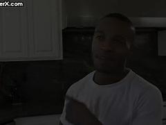 デカチン, 黒人, ブロンド, フェラチオ, 黒人, フェティッシュ, 手コキする, オナニー