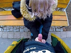 Cute teen swallows cum for cash