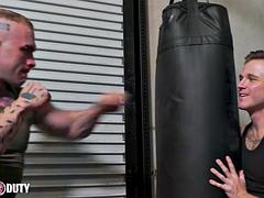 アナル, フェラチオ, ゲイ, 手コキする, 筋肉