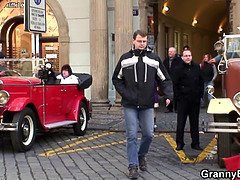 Guy picks up redhead old granny from street