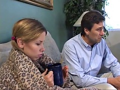 Teen bent over the couch and fucked