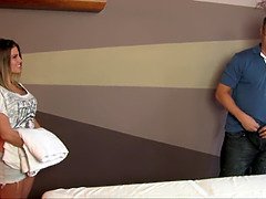 Sexy big titty blonde masseuse sucks her client