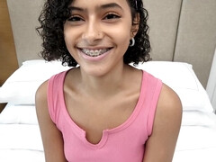 デカチン, フェラチオ, 茶髪の, カワイイ, 小柄, フェラする, ティーン, オッパイの