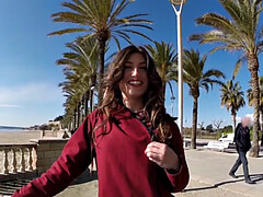 Playa, Mamada, Estilo perrito, Lencería, Al aire libre, Bragas, Público, Hilo dental