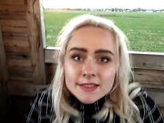 18 jaar, Enthousiasteling, Blond, Pijpbeurt, Auto, Sperma in gezicht, Duits, Tiener