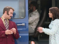 Tussi, Grosser schwanz, Grosse titten, Blasen, Braunhaarige, Spermaladung, Hd, Natürlichen titten