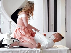 最高, デカパイ, ブロンド, チン, 女 人男 人, 開帳, ピアス, 三人