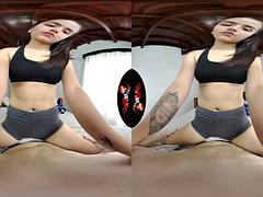 Tridimensionnel, Amateur, Sucer une bite, Fille latino, Réalité