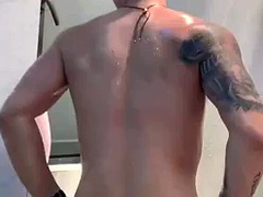 Chinese boy in the shower does not cum