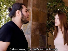 Amerikanisch, Grosser schwanz, Blasen, Braunhaarige, Geschnappt, Betrug, Muschi, Rasiert