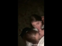 Любители, Минет, Брюнетки, Член, На природе, От первого лица, Молоденькие, Втроем