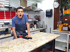 デカ尻, デカパイ, ブロンド, 茶髪の, ぽちゃ, 女 人男 人, 自然山雀, 三人