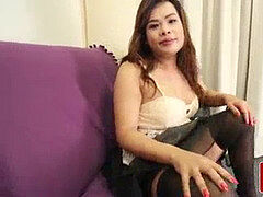 Amateur, Asiático, Transexual asiatica, Masturbación, Realidad, Transexual, Solo, Medias largas