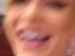 Big natural tits bounce as she takes the world's biggest dick in her mouth