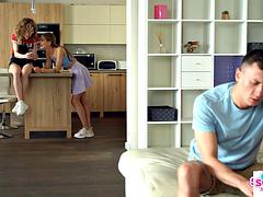 Naughty Nata Ocean  Tiffany Tatum Surprise Stepbro Take turns Riding His Hard Cock: Porn