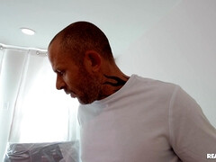 Harley Haze in glasses is sucking Scott Nails' cock