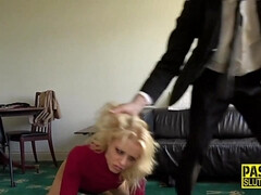 Dominated Petite Blond Hair Lady Gets Mouth Banged