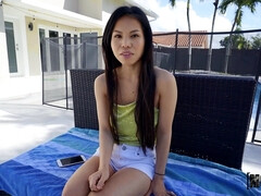 Asiatique, Cul, Nana, Queue, Bâillonner, Nue  à poil, Chatte, Adolescente