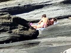 Playa, Atrapados, Polla, Despelote, Italiano, Masturbación, Orgasmo, Voyeur