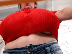 デカパイ, 自家製, 淫乱熟女, 母, 自然山雀, 磨き, オッパイの, 妻