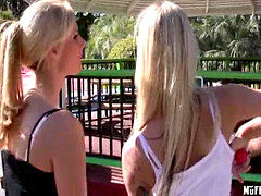 Brooke & Phoenix drilling and throating on the minigolf course
