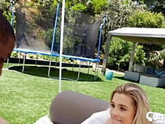 Multiple oozing creampies for blondie from black stud