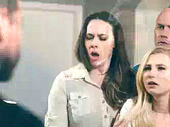 Blonde teen poked like a spreadeagle in front of her parents and takes a big jizz in her mouth!