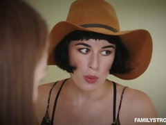 デカチン, フェラチオ, 茶髪の, チン, 家族, オマンコ, 剃毛, ガリガリ