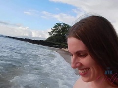 Enthousiasteling, Strand, Vriendin, Zoenen, Naakt, Orgasme, Buiten, Kut duiken
