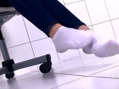 デカパイ, ブーツ, フェティッシュ, 軟体, ジーンズ, オマンコ, 剃毛, 一人