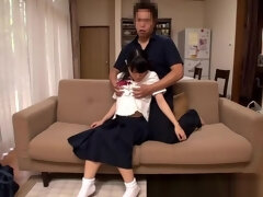 Japanese schoolgirls analplay with older dude