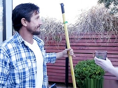 Klassisch, Hundestellung, Hardcore, Natürlich, Im freien, Muschi, Jungendliche (18+), Flotter dreier