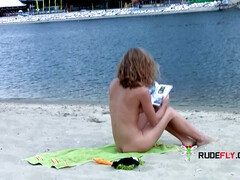 18 jaar, Enthousiasteling, Lieveling, Strand, Blond, Nudist, Openbaar, Mager