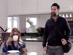 デカパイ, ブロンド, フェラチオ, 巨乳な, なめる, 淫乱熟女, 天然, オッパイの