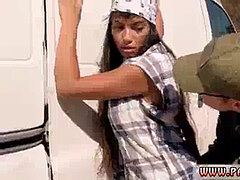 Mamada, Morena, Al aire libre, Policía, Uniforme