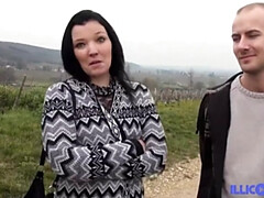 素人, アナル, 茶髪の, フランス人, 下着, 淫乱熟女, アウトドア, 三人